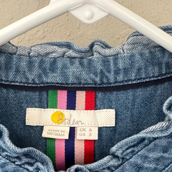 Boden Blue Denim Ruffle Shirt - Picture 2 of 9